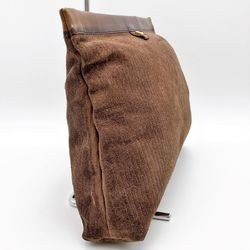 LOEWE clutch bag pouch anagram embossed brown corduroy ladies chic design fashion