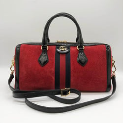 GUCCI Gucci Mini Boston Bag 2WAY Red x Black Suede Women's Men's 524532