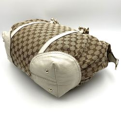 GUCCI GG pattern shoulder bag beige canvas leather ladies 189892