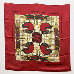 Hermes Carre 70 Scarf Tattersall Sellier Horse Red Ladies