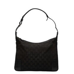 Gucci GG canvas one shoulder bag handbag 143743 black leather ladies GUCCI