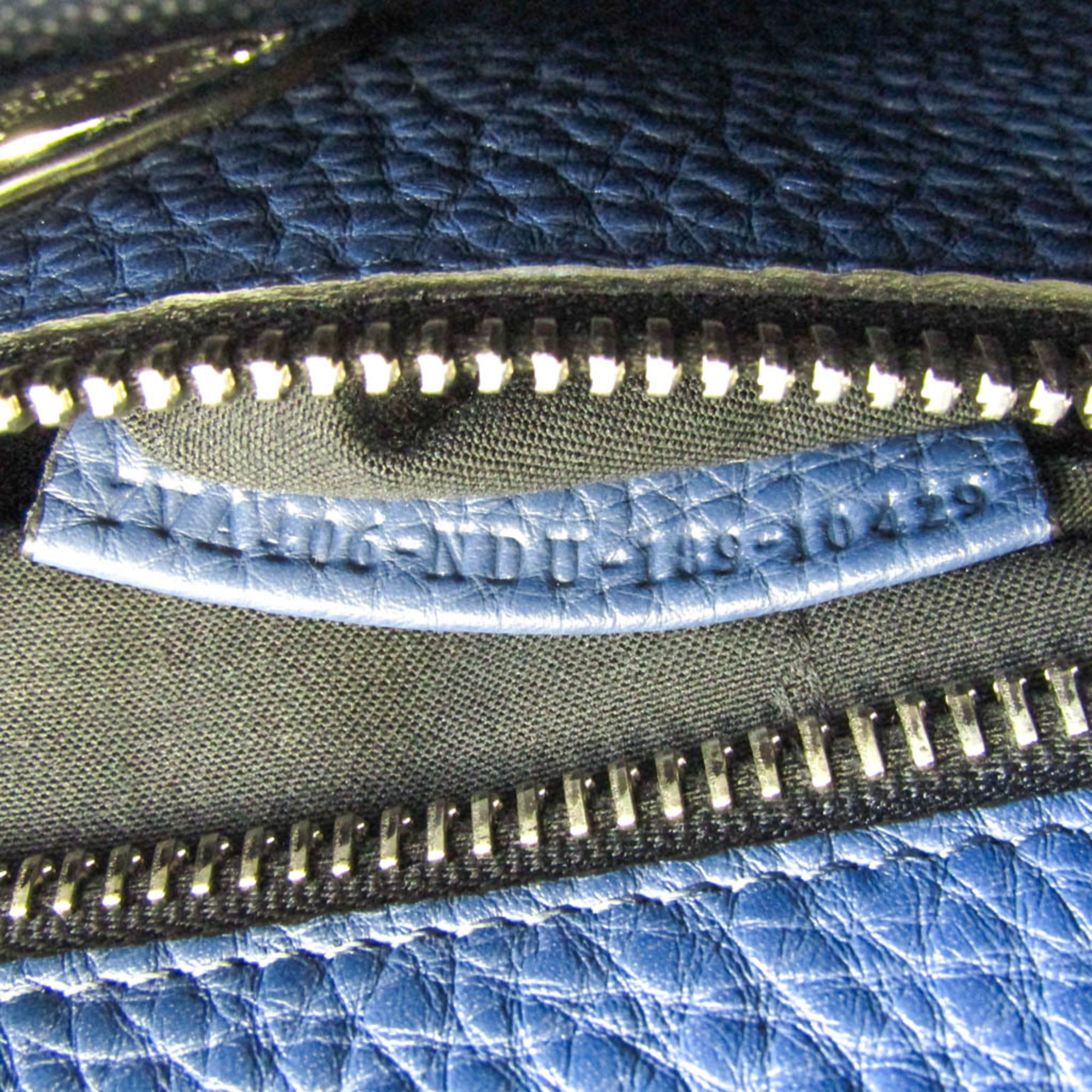 Fendi Selleria Peekaboo Fit 7VA406 Men's Leather Briefcase,Shoulder Bag Navy