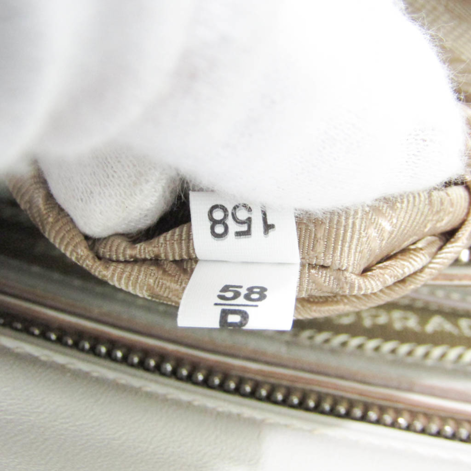 Prada Canapa City B1801K Women's Leather,Canvas Handbag,Shoulder Bag Light Beige,Light Gray