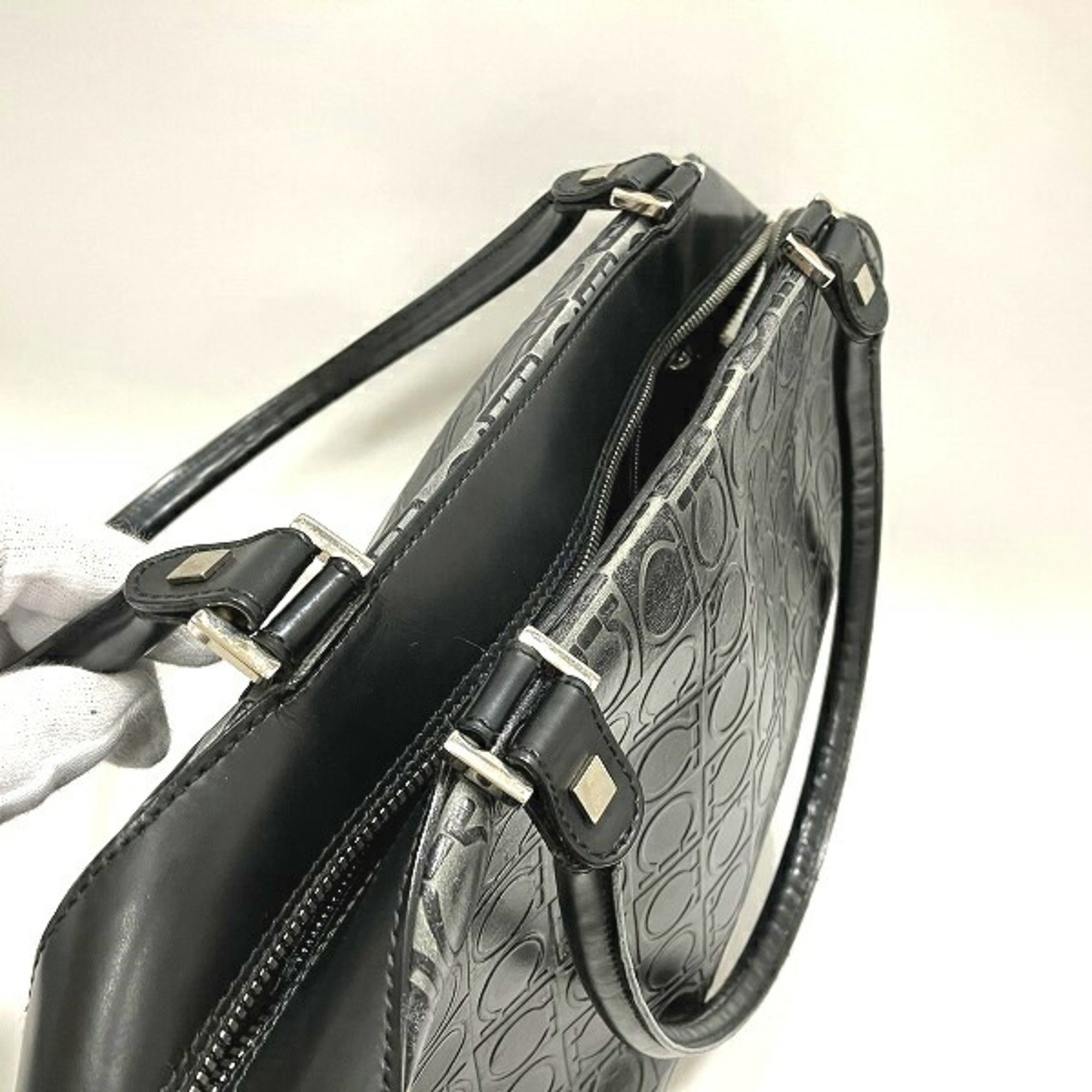 Salvatore Ferragamo Ferragamo Gancini 1239 Leather Black Bag Handbag Ladies