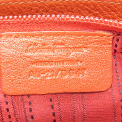Salvatore Ferragamo Gancini AU-21 D647 Women's Leather Shoulder Bag Orange