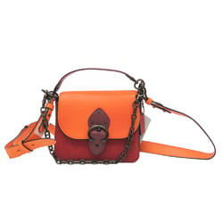 Coach COLORBLOCK MIXED LEATHER BEAT SHOULDER BAG 4602 Women's Leather,Suede Shoulder Bag Bordeaux,Orange
