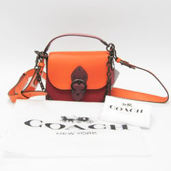 Coach COLORBLOCK MIXED LEATHER BEAT SHOULDER BAG 4602 Women's Leather,Suede Shoulder Bag Bordeaux,Orange