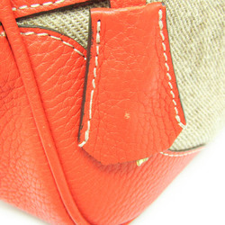 J&M Davidson Mia Women's Canvas,Leather Handbag Beige,Orange