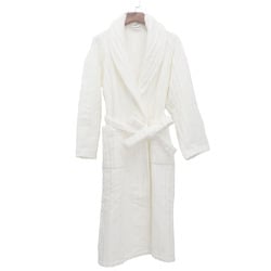 Hermes Labyrinth Gown Bathrobe Women's Long Sleeve Cotton Off White Size S
