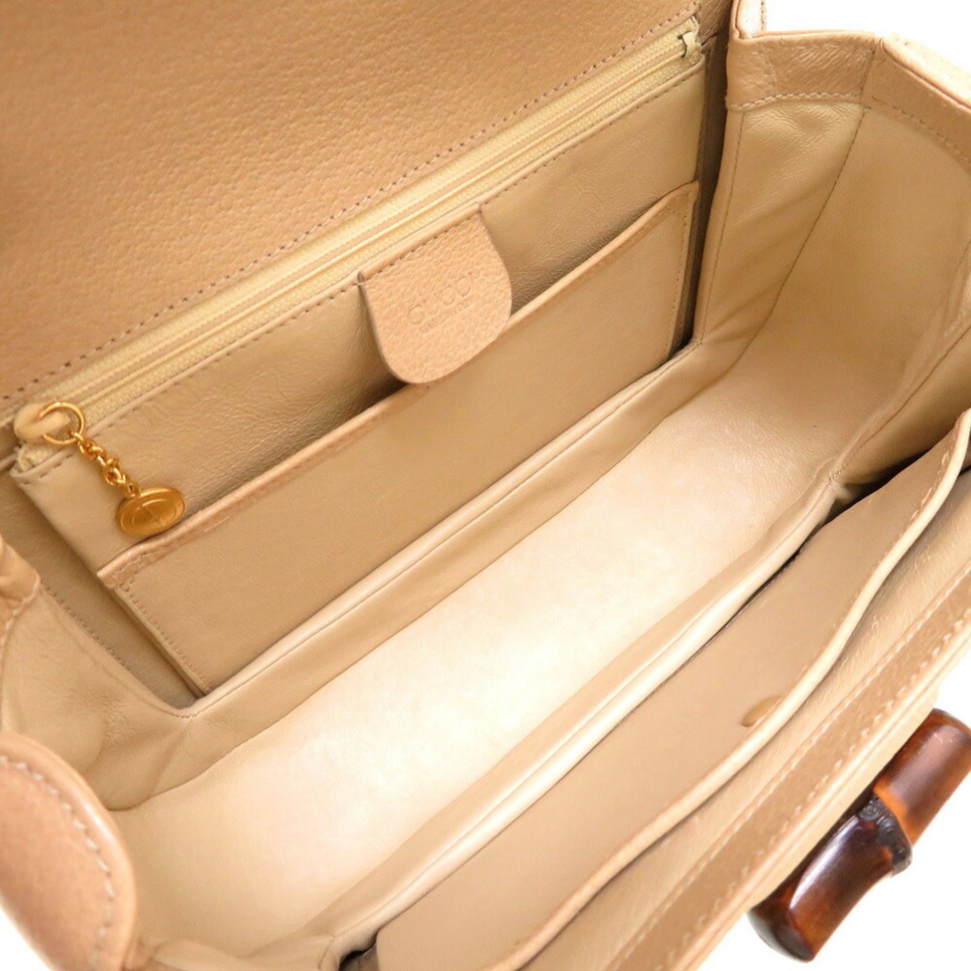 gucci bamboo leather beige handbag