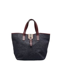 Burberry Tote Bag Indigo Blue Wine Red Leather Women's BURBERRY