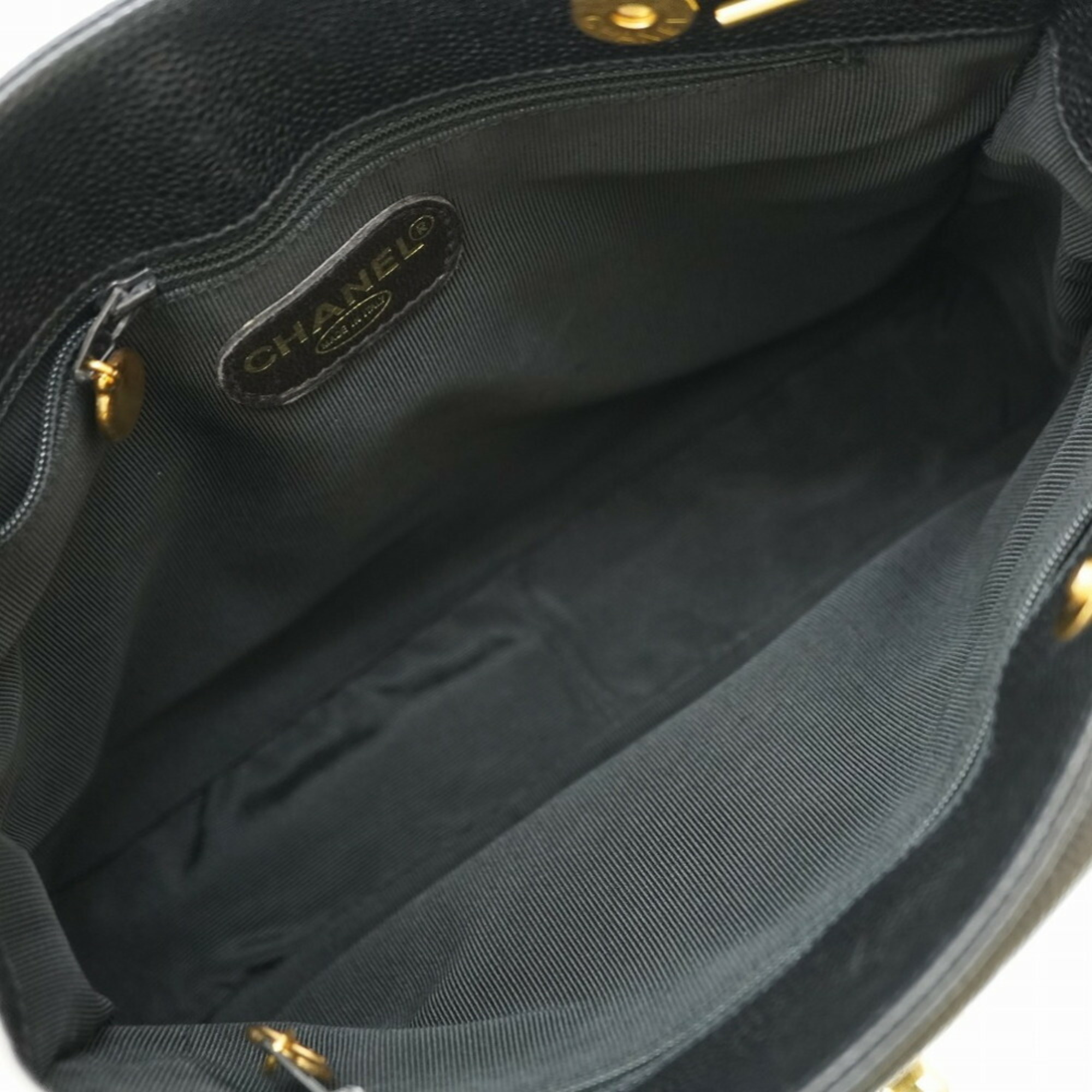 Chanel W Face Chain Shoulder Bag Caviar Skin Black