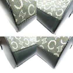 Celine C macadam pattern canvas leather olive green shoulder bag