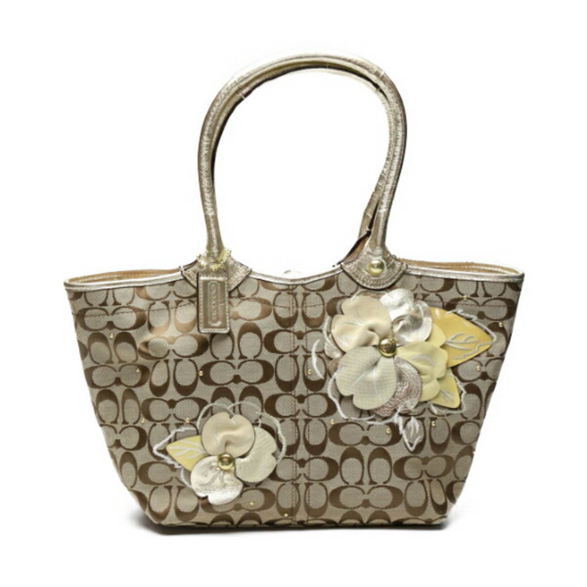 COACH Signature Shoulder Back Applique F16276 Coach Khaki x Gold Tote Bag