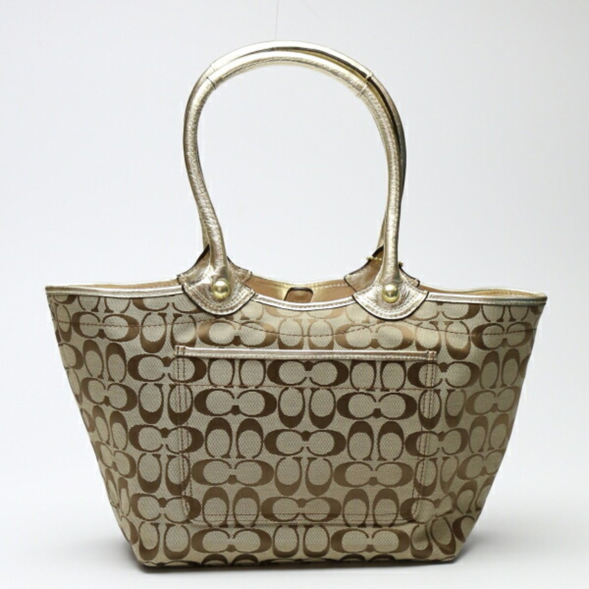 COACH Signature Shoulder Back Applique F16276 Coach Khaki x Gold Tote Bag