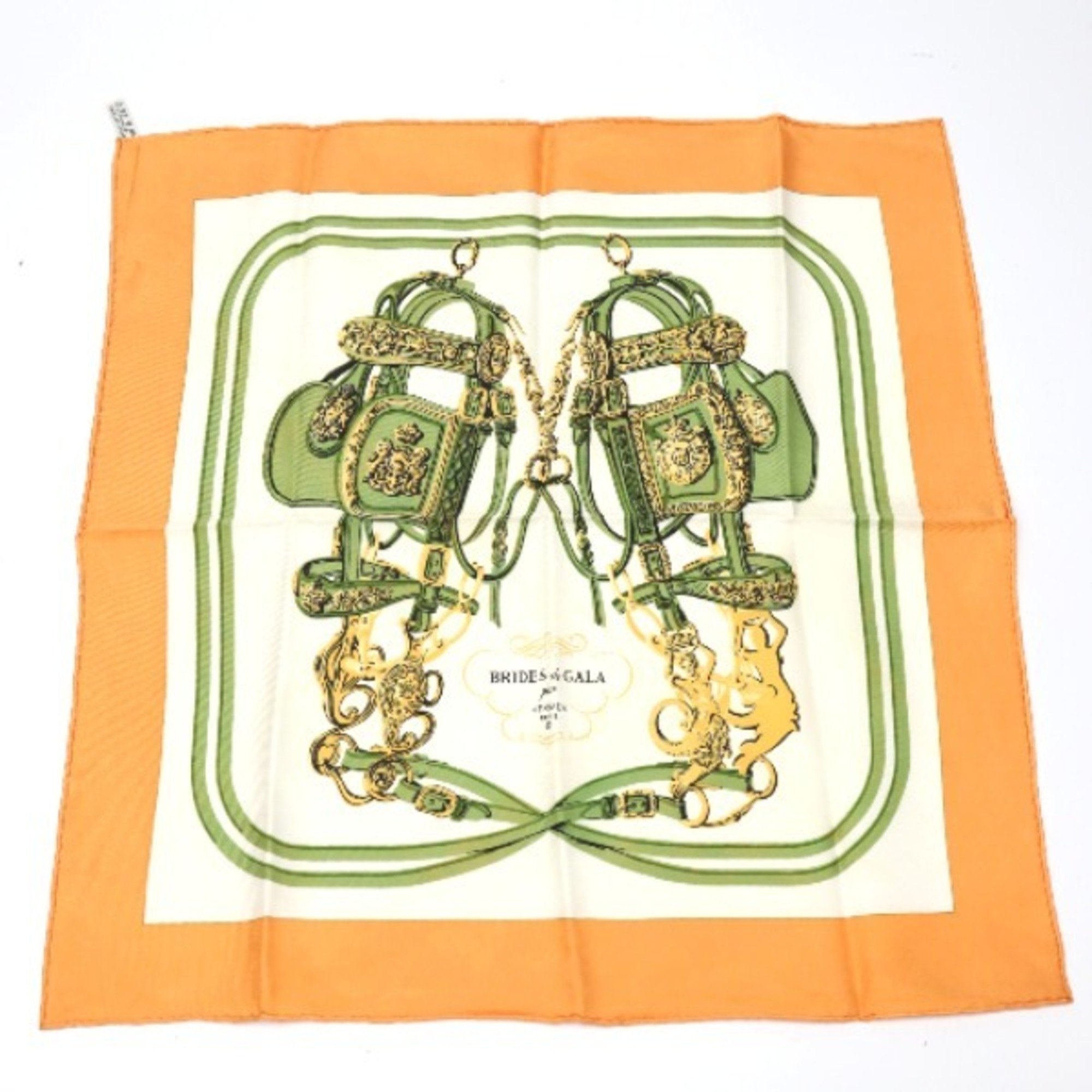 HERMES Handkerchief Petit Carre Gauroche Silk Twill 45 Hermes Orange Scarf