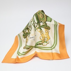 HERMES Handkerchief Petit Carre Gauroche Silk Twill 45 Hermes Orange Scarf