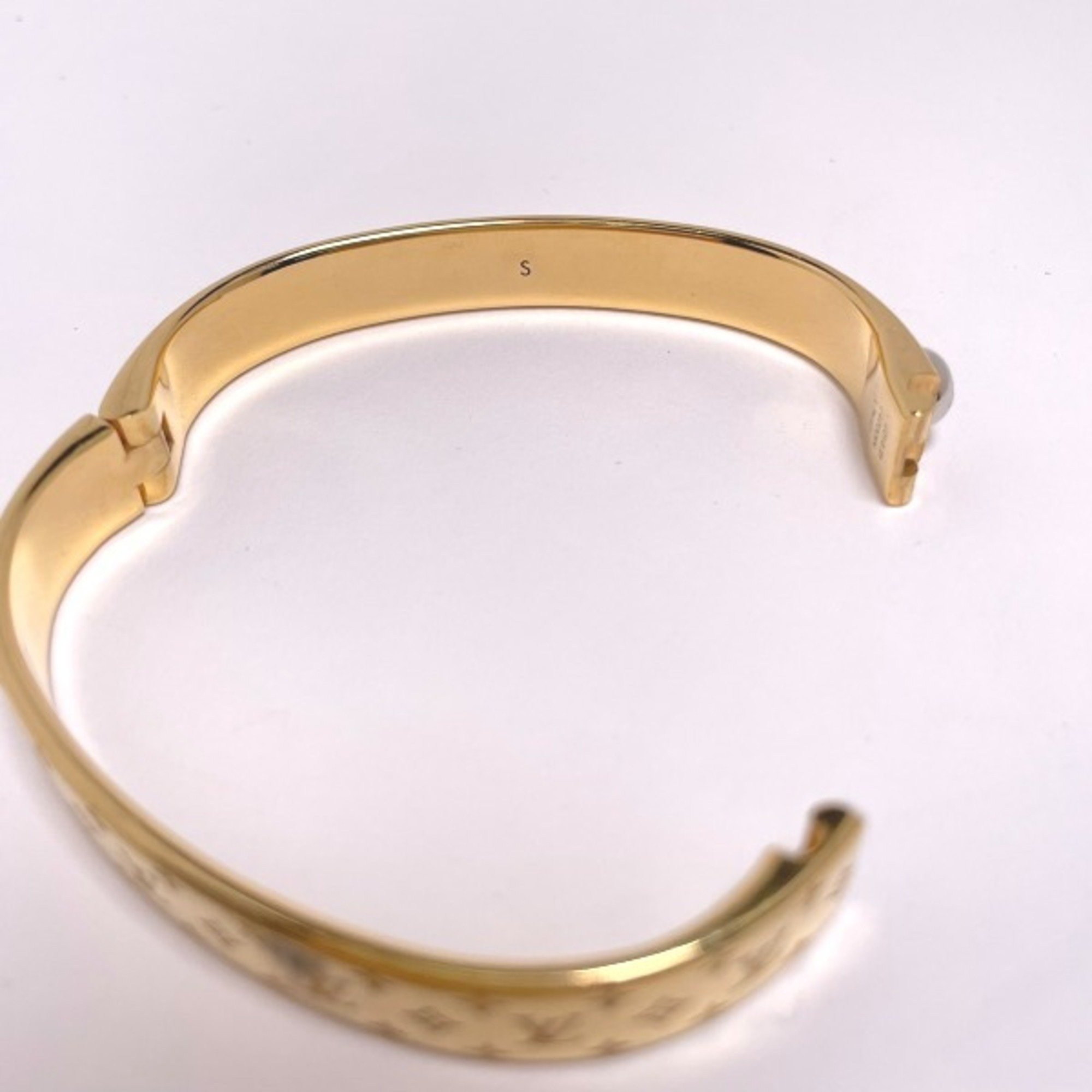 LOUIS VUITTON Cuff Nanogram Monogram S Size M00251 Louis Vuitton Gold Bracelet LV