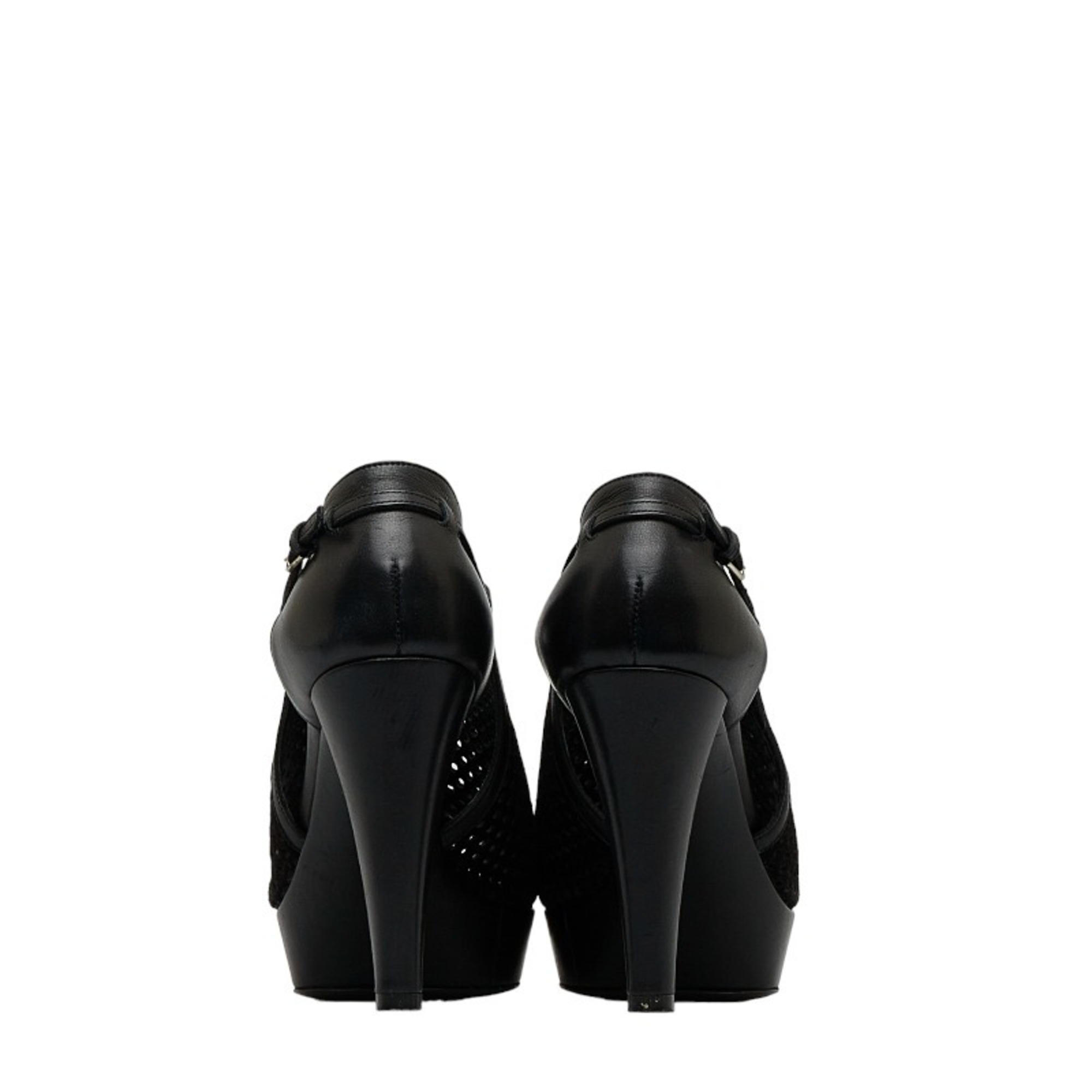 Saint Laurent Heel Black Leather Suede Women's SAINT LAURENT