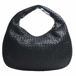 Bottega Veneta Intrecciato Leather One Shoulder Bag Black Women's