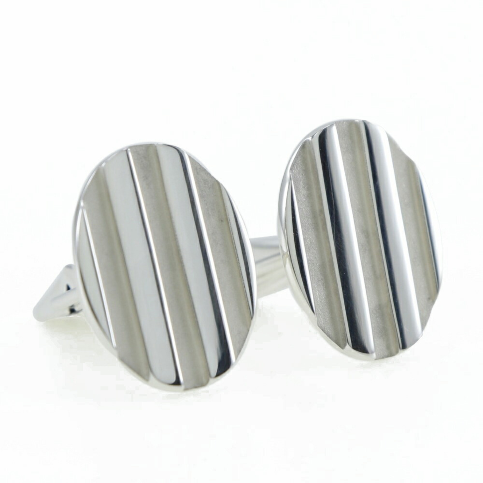 Tiffany TIFFANY&Co. Oval stripe cufflinks 925 silver made in the USA oval men's