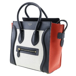 CELINE Luggage Handbag Micro Shopper Tricolor 167792 Calf x Canvas Made in Italy Black A5 Zipper Women's