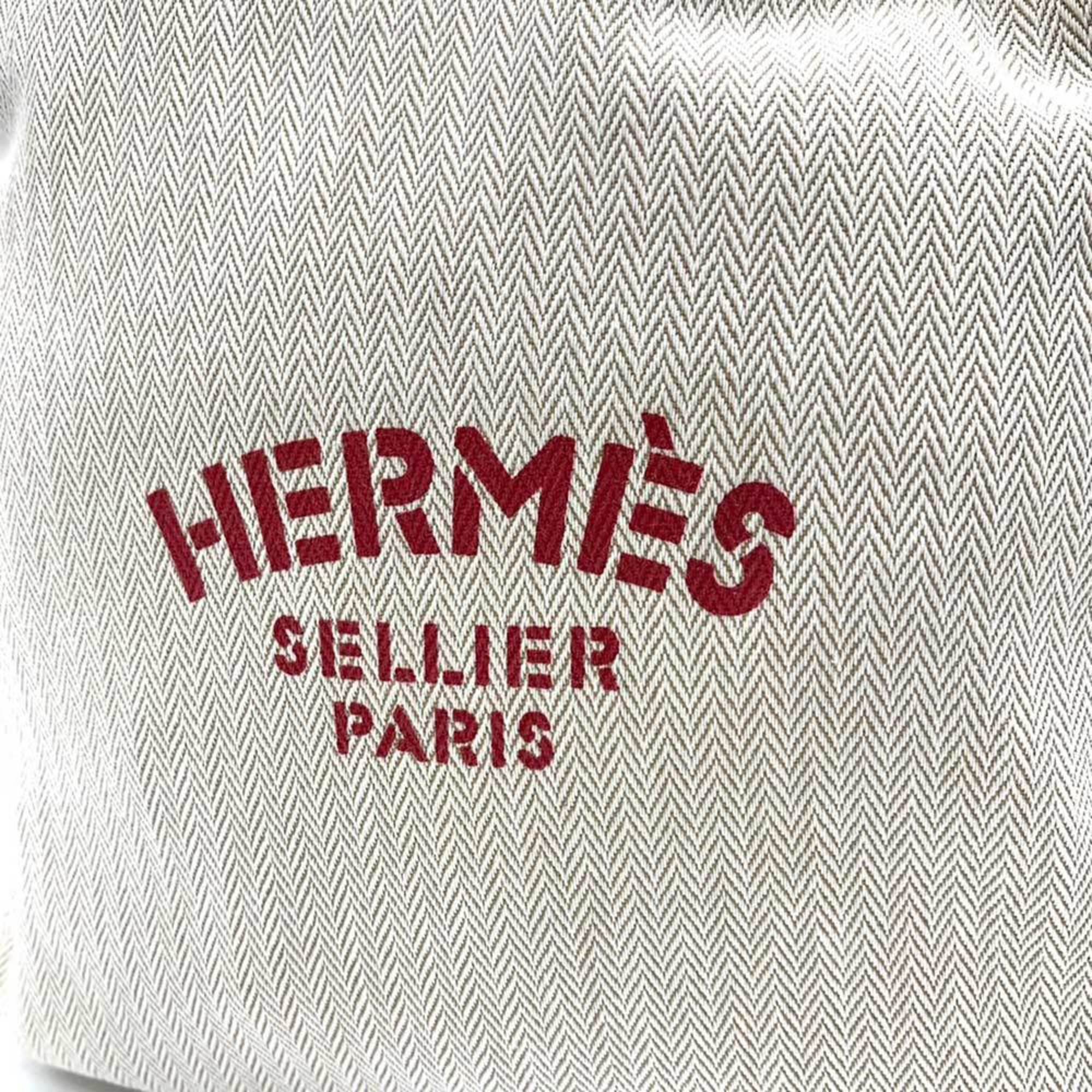 Hermes Bag Aline PM Natural Beige x Red Shoulder Flat Square Ladies Men's Cotton Canvas Leather HERMES
