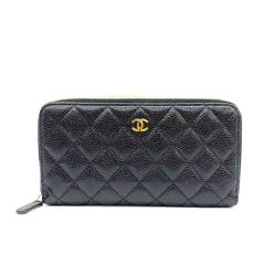 Chanel Wallet Classic Matelasse Long Round Black Zip Coco Mark Ladies Caviar Skin Leather AP0242 CHANEL