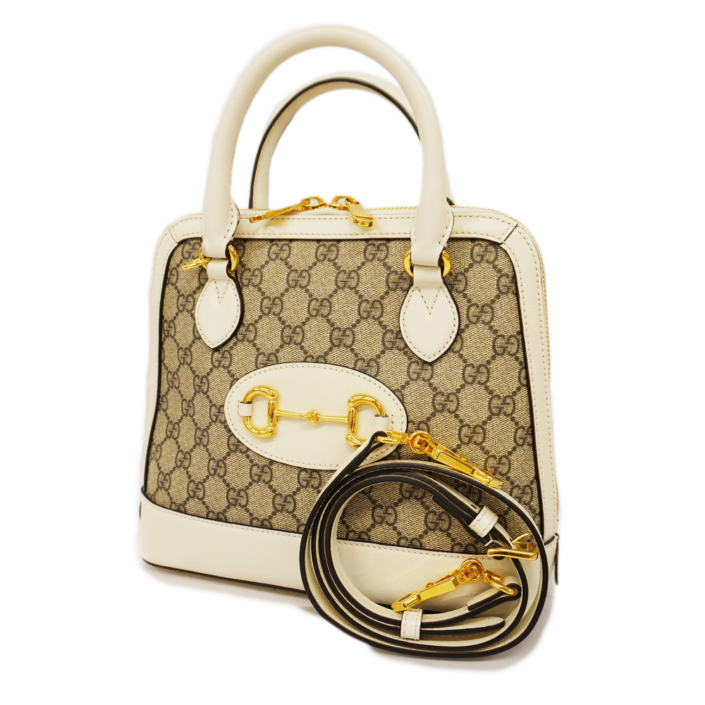 3ce5785】Auth Gucci Horsebit 2way Bag 621220 GG Supreme Beige