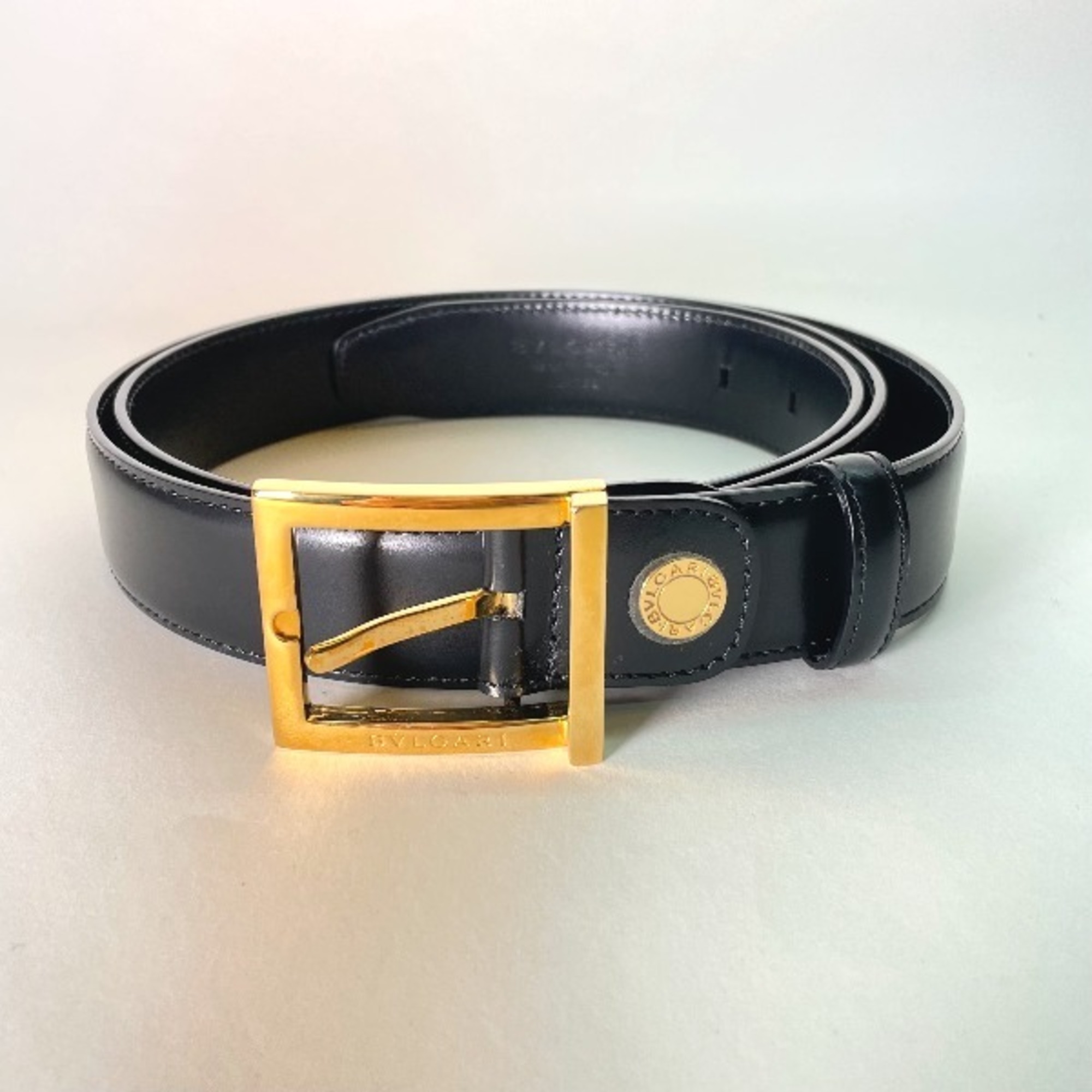 BVLGARI pin type leather black belt