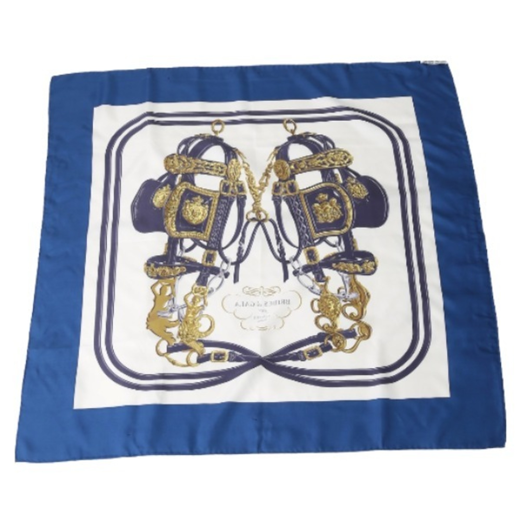 HERMES 100% Silk BRIDES de GALA Carre 90 Hermes Blue Scarf