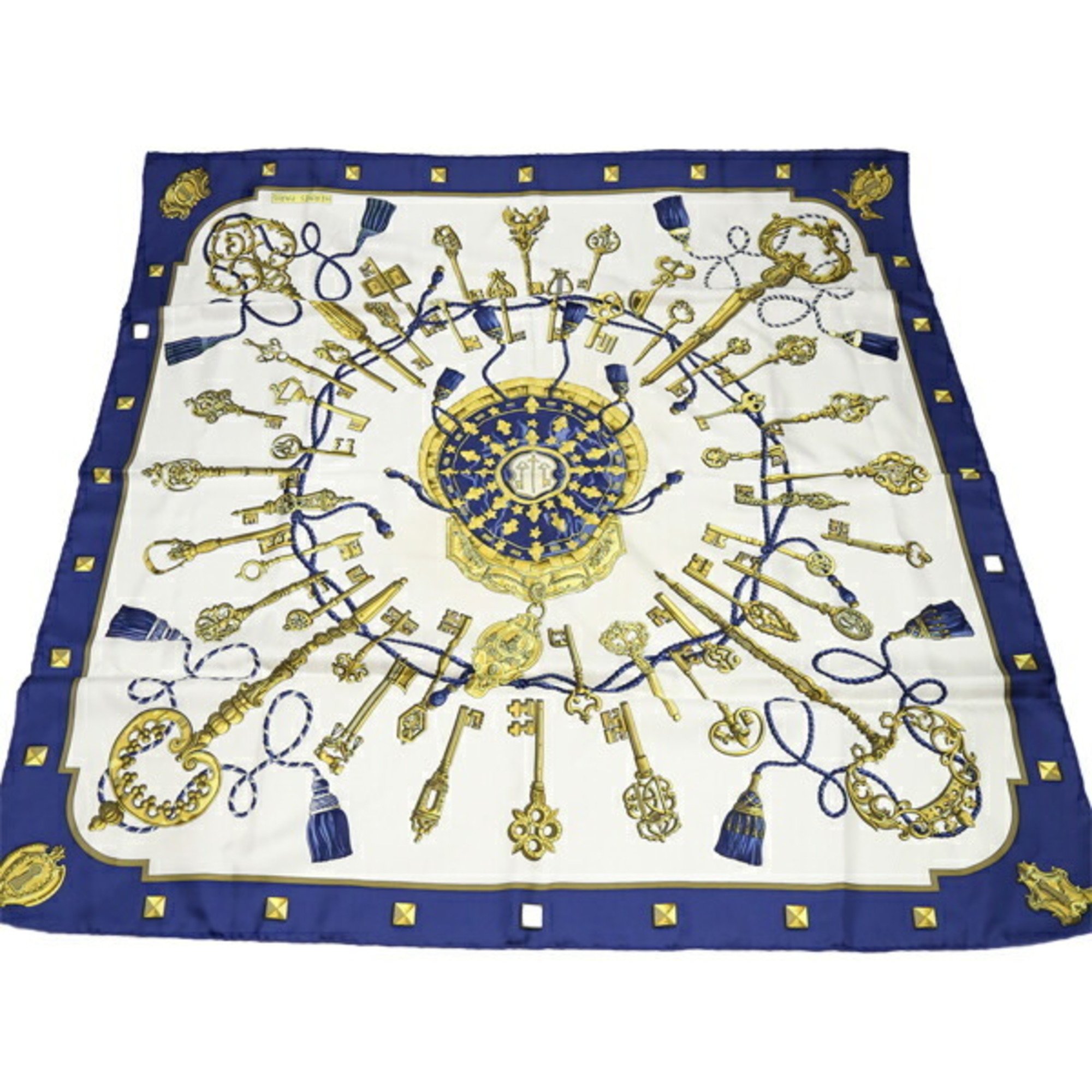 HERMES Kale90 Scarf Key LE Cles Hermes Blue