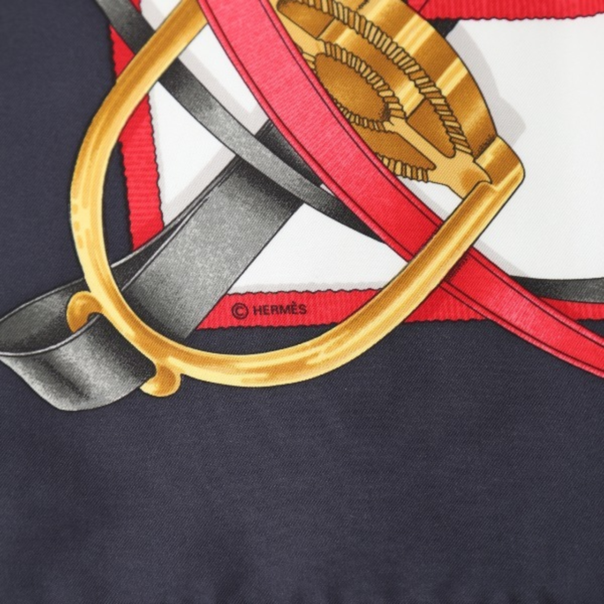 HERMES Crano Manege Kare90 Hermes Navy Scarf