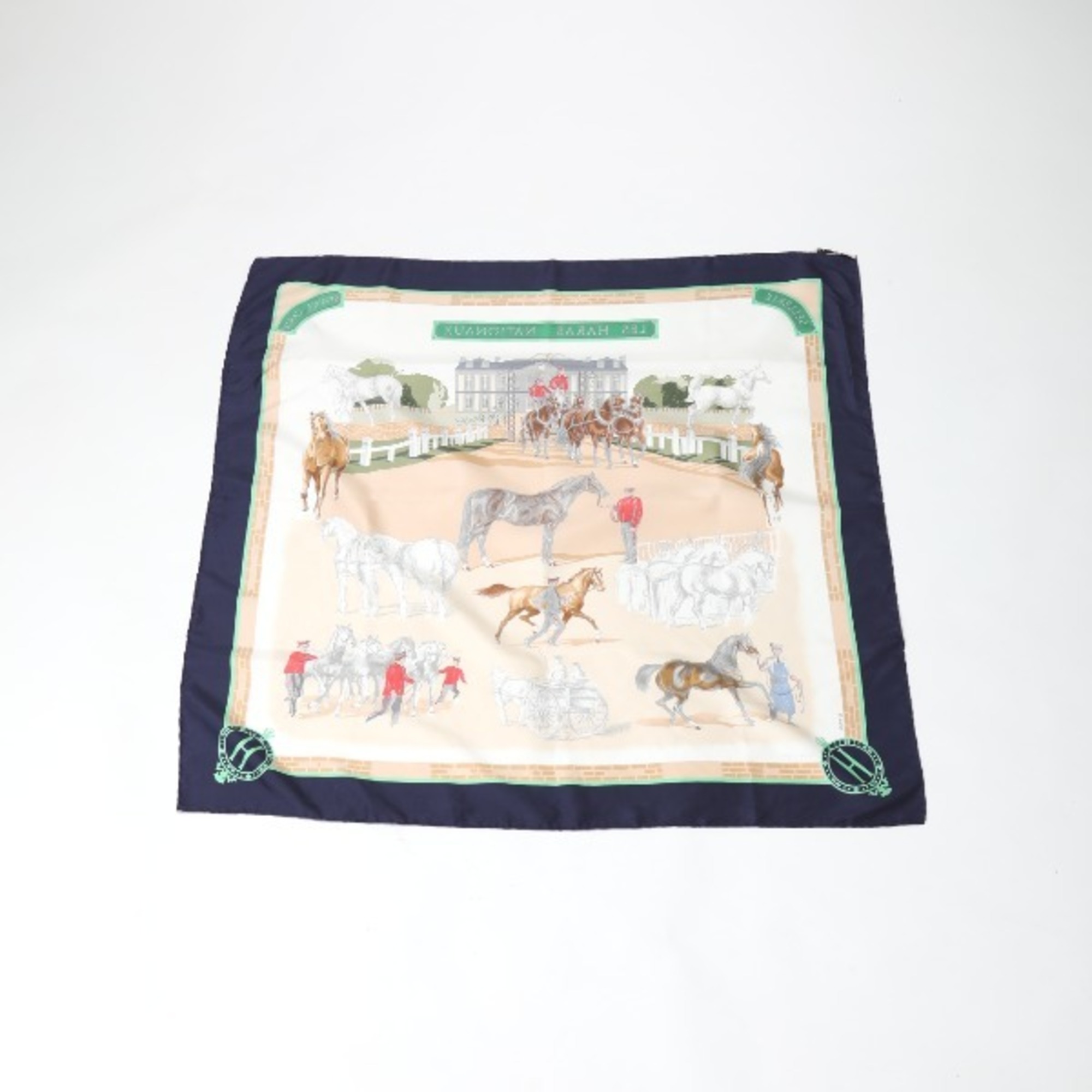 HERMES LES HARAS NATIONAUX Kare90 Hermes Navy Scarf