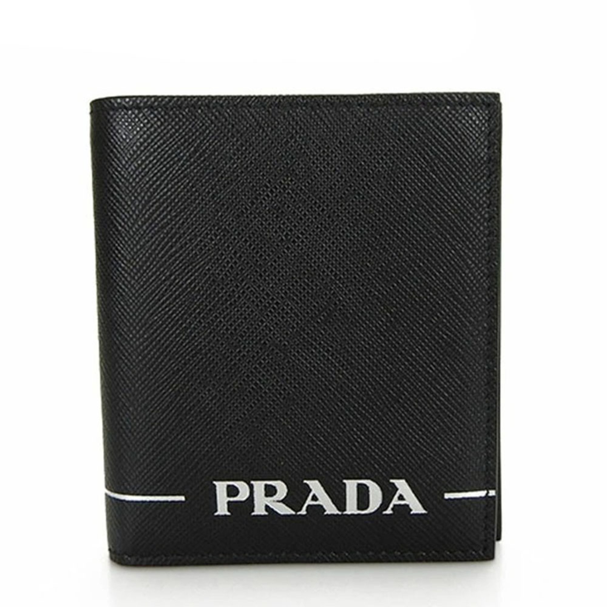PRADA 2MO004 Billfold Card Case SAFFIANO PRINT Black NERO BLACK Men's Unisex Adult Box Leather Business Simple Wallet Mens