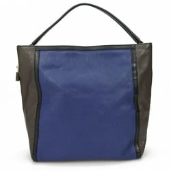 FURLA One Shoulder Bag Leather Navy Brown Black Gold Hardware Business A4 Size