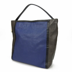 FURLA One Shoulder Bag Leather Navy Brown Black Gold Hardware Business A4 Size