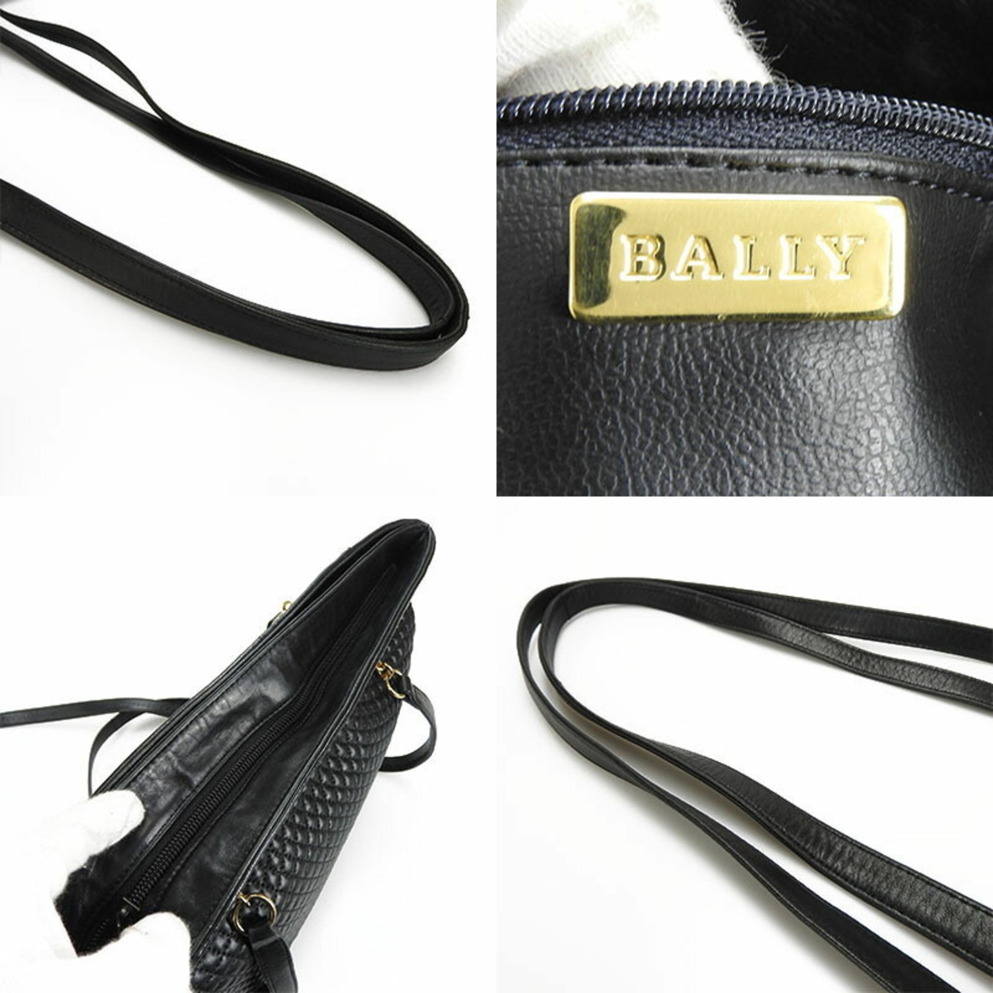 BALLY Quilted Women's Tote Bag Leather Gold Hardware Shoulder Black Everyday Use shoulder tote bag leather black