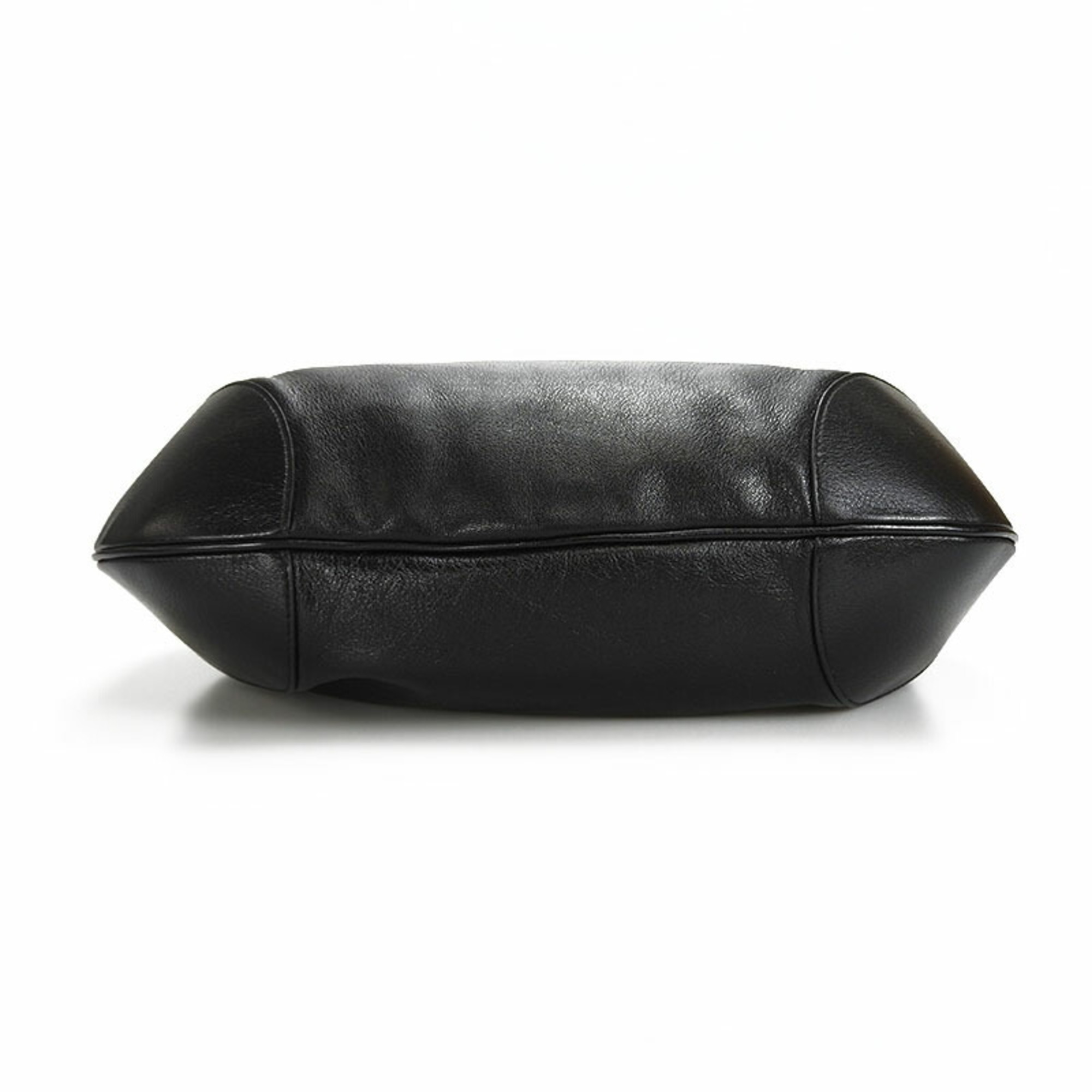 Salvatore Ferragamo Hand Bag Leather Black AU-21/7338 Silver Hardware Gancini