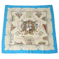 HERMES scarf with box 100% silk Hermes blue