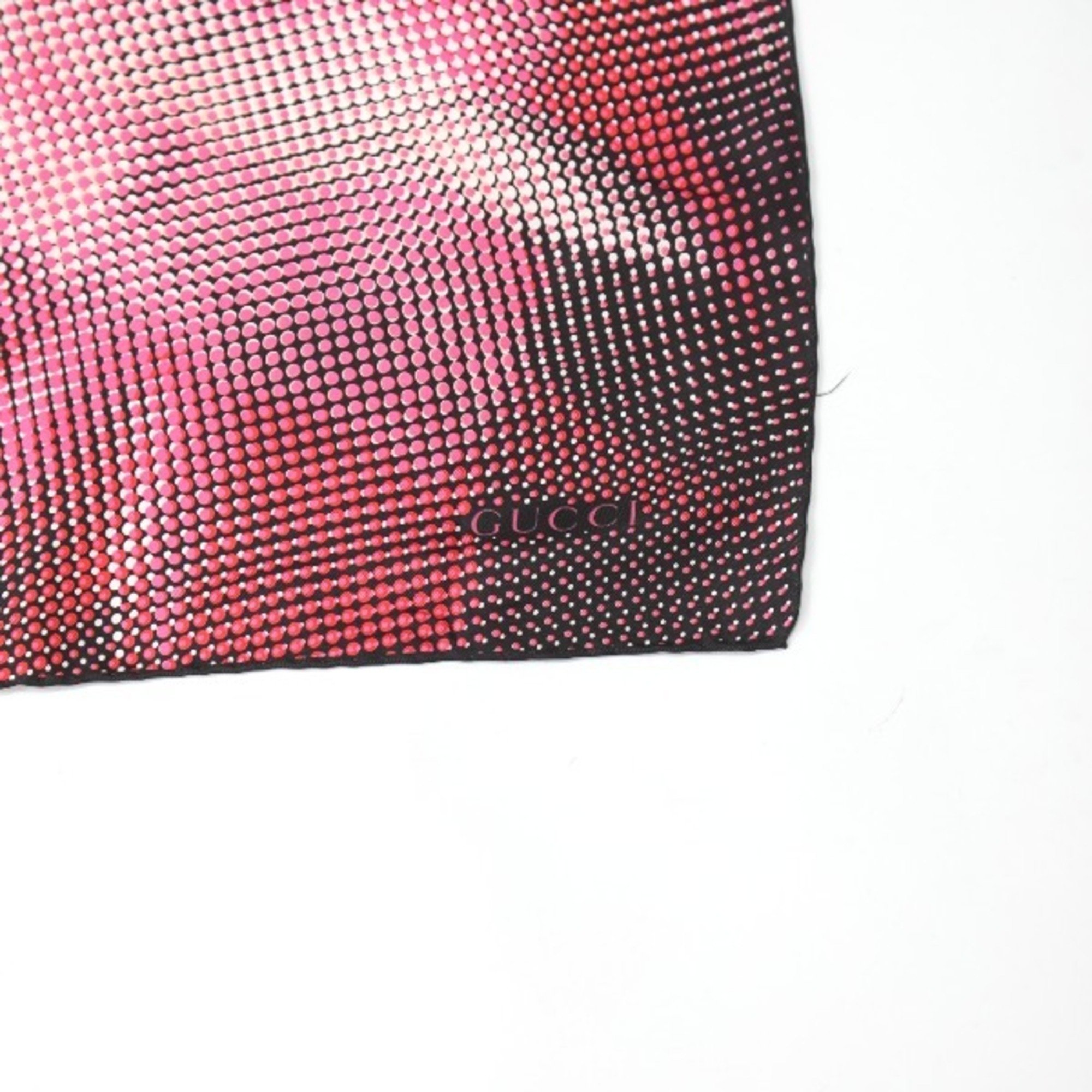GUCCI 100% Silk Scarf Dot Gucci Pink x Black