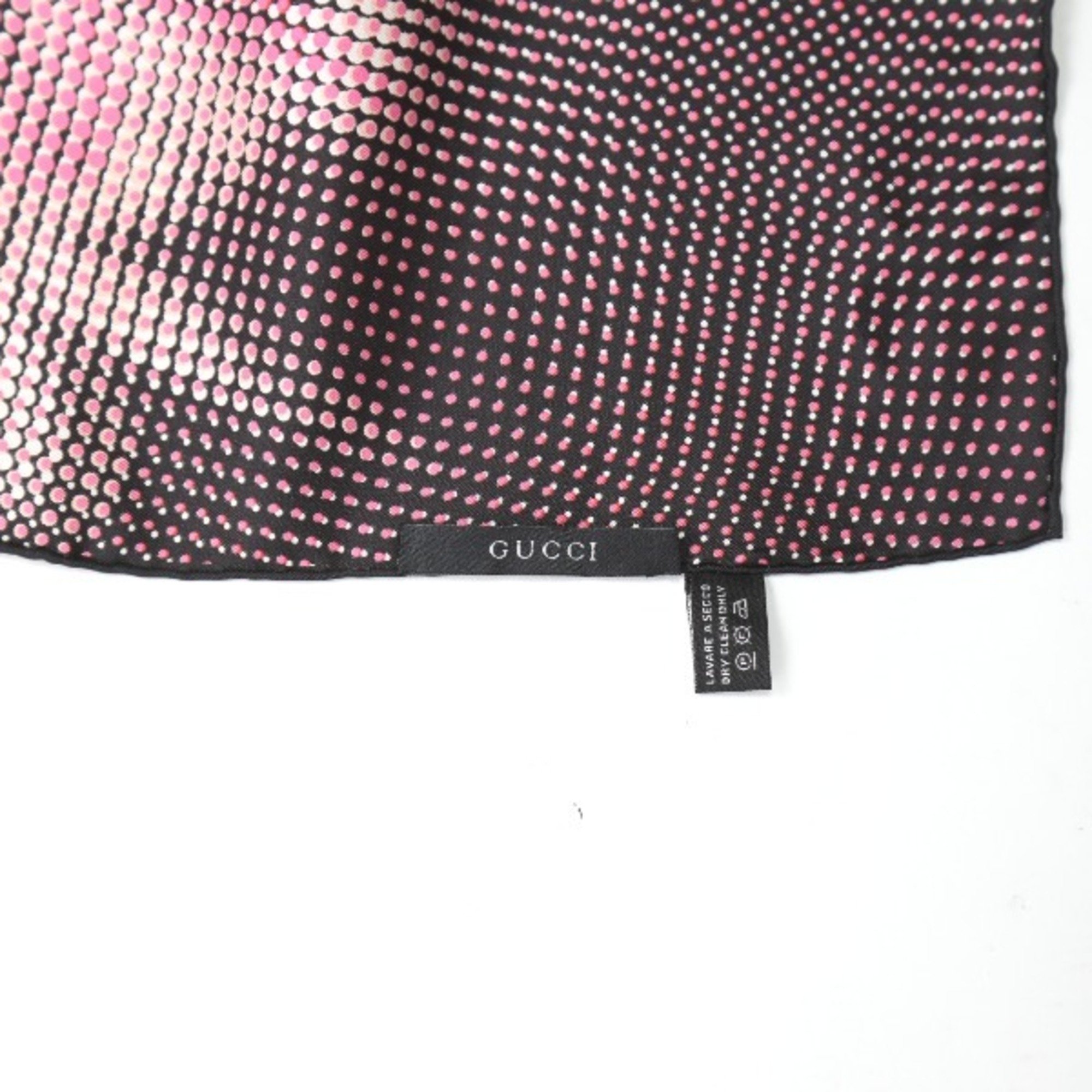 GUCCI 100% Silk Scarf Dot Gucci Pink x Black