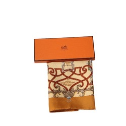 HERMES Carre 45 Silk Hermes Orange Handkerchief