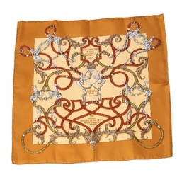 HERMES Carre 45 Silk Hermes Orange Handkerchief