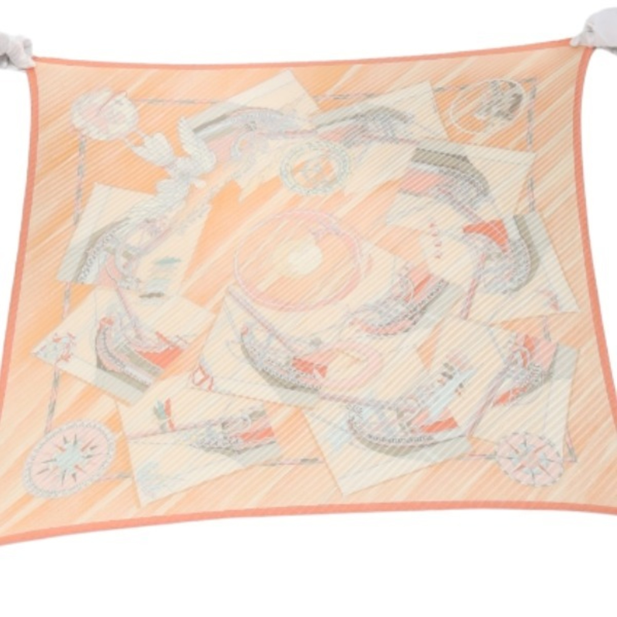 HERMES 100% Silk Pleated Carre Hermes Orange Scarf