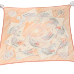 HERMES 100% Silk Pleated Carre Hermes Orange Scarf