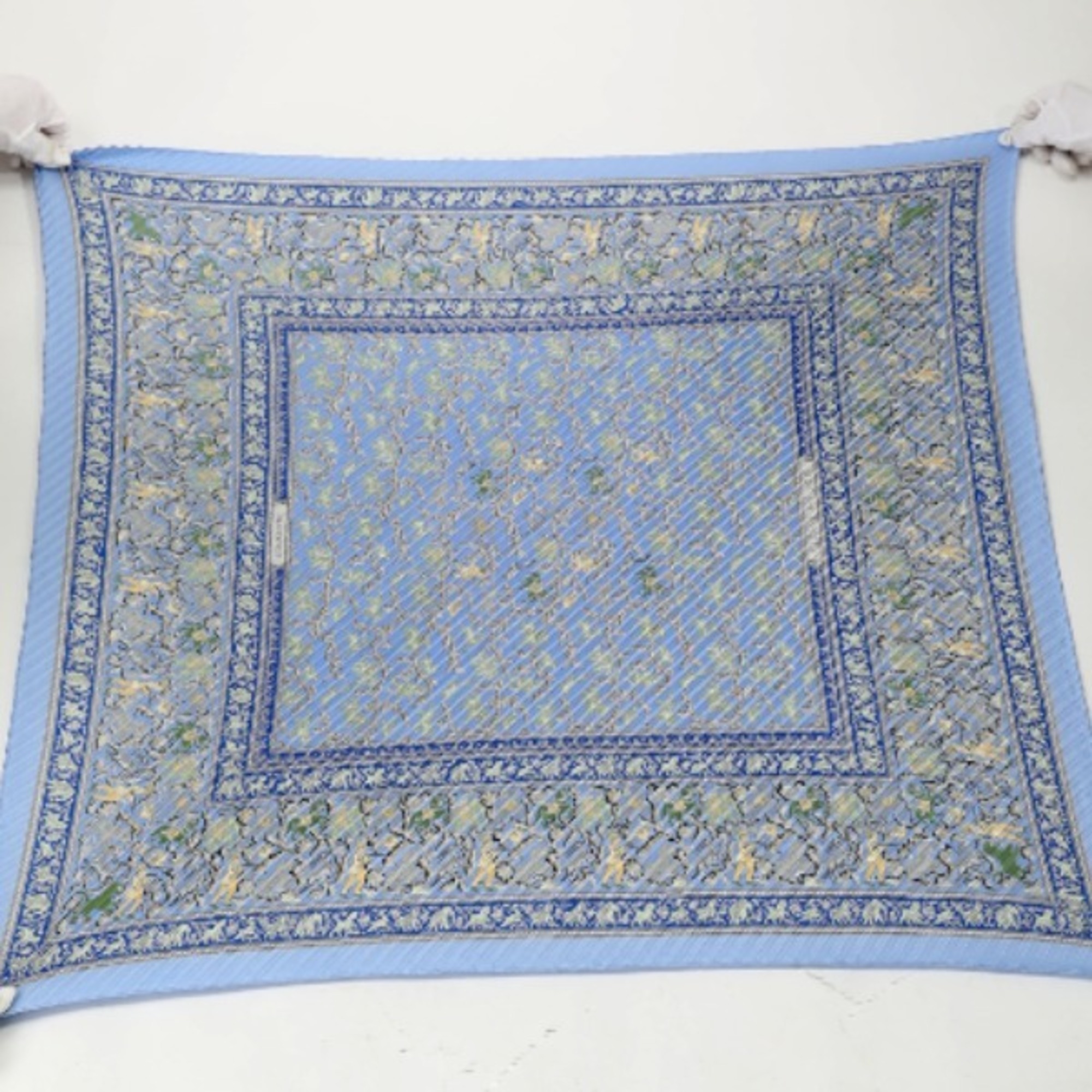 HERMES 100% Silk Pleated Hermes Blue Scarf