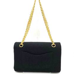 CHANEL Bag Matelasse 25 Classic Chain Shoulder Black W Flap Coco Mark Ladies Cotton Jersey A01112