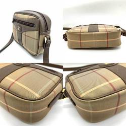 Burberry Bag Shoulder Khaki x Brown Multicolor Plaid Pattern Retro Pochette Camera Crossbody Ladies Nylon Canvas Leather BURBERRY