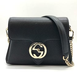 Gucci Interlocking G Chain Shoulder Bag Black Leather 607720 GUCCI